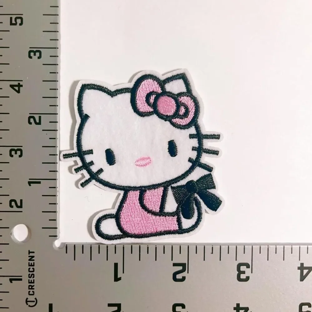 A15009-Pink Hello‎ Kitty with Black Bow-Iron on Patch
